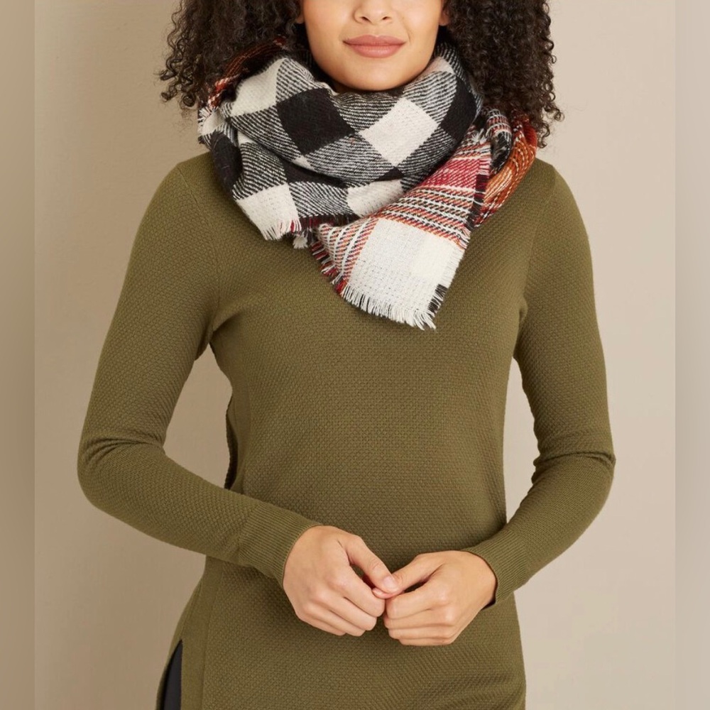 Duluth Trading NWOT Reversible 42” Plaid Scarf Gender Neutral Fall or Winter